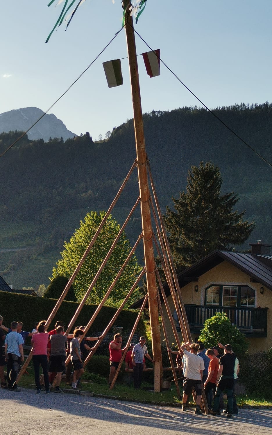 Maibaumaufstellen in Moosheim